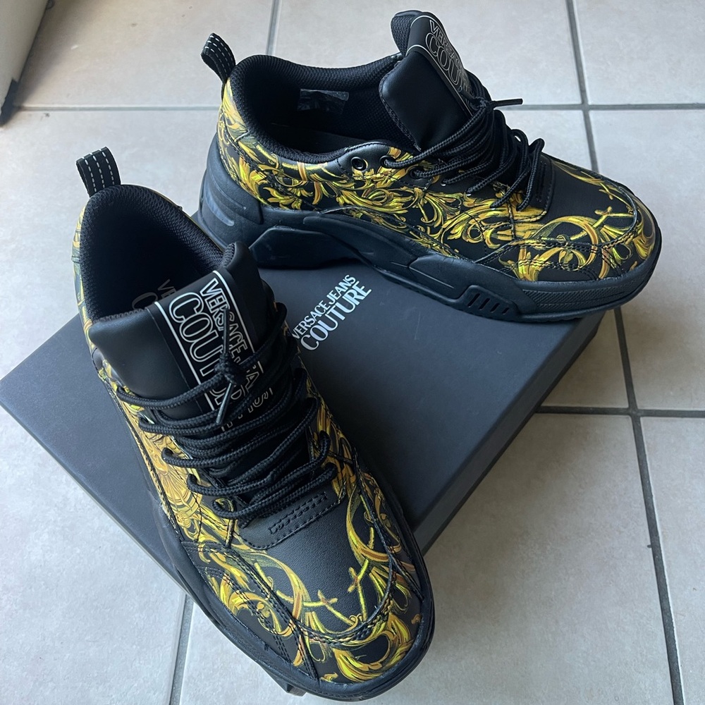 Versace Black and Gold Men's Shoes